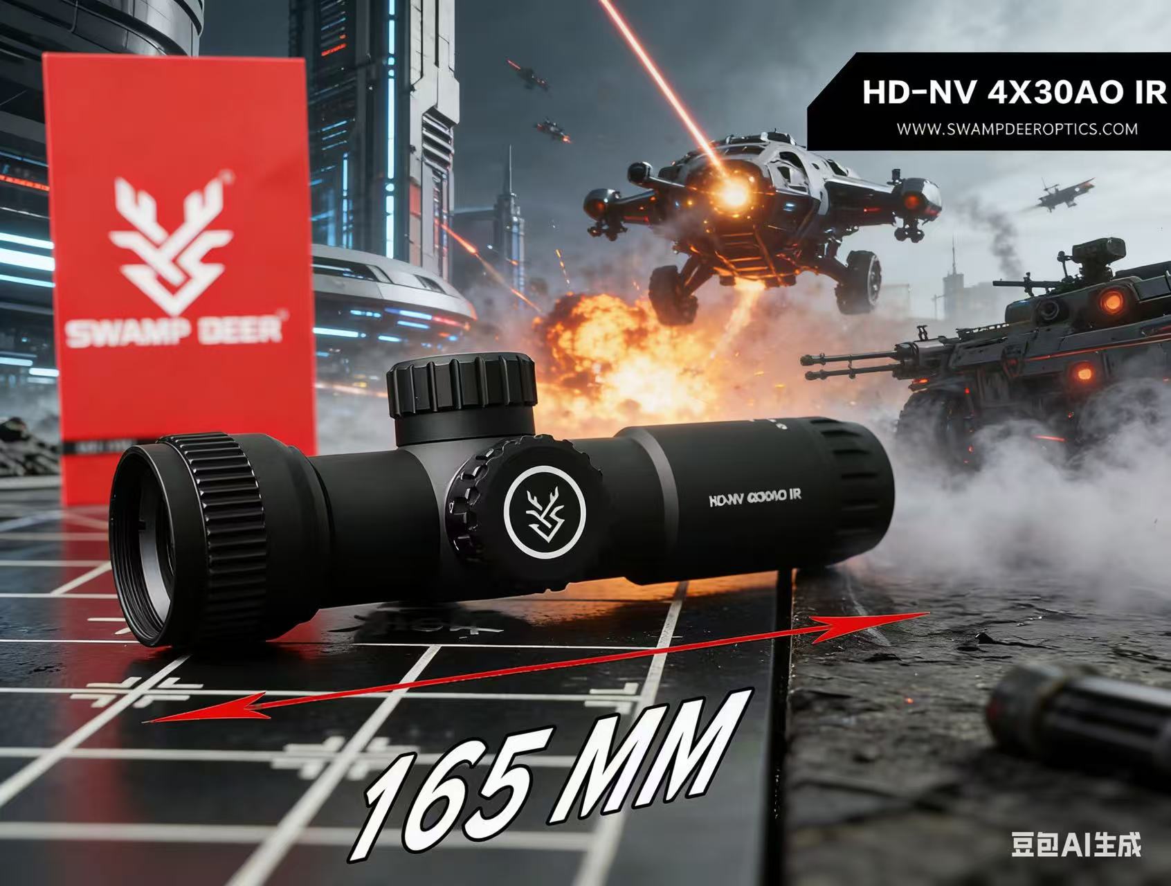 Home Cinema Center - SWAMP DEER HD-NV 4X30AO IR望遠鏡、ショートクイックサイト、HD耐衝撃トップノートフォーカシング、戦術SFスタイル光学照準器