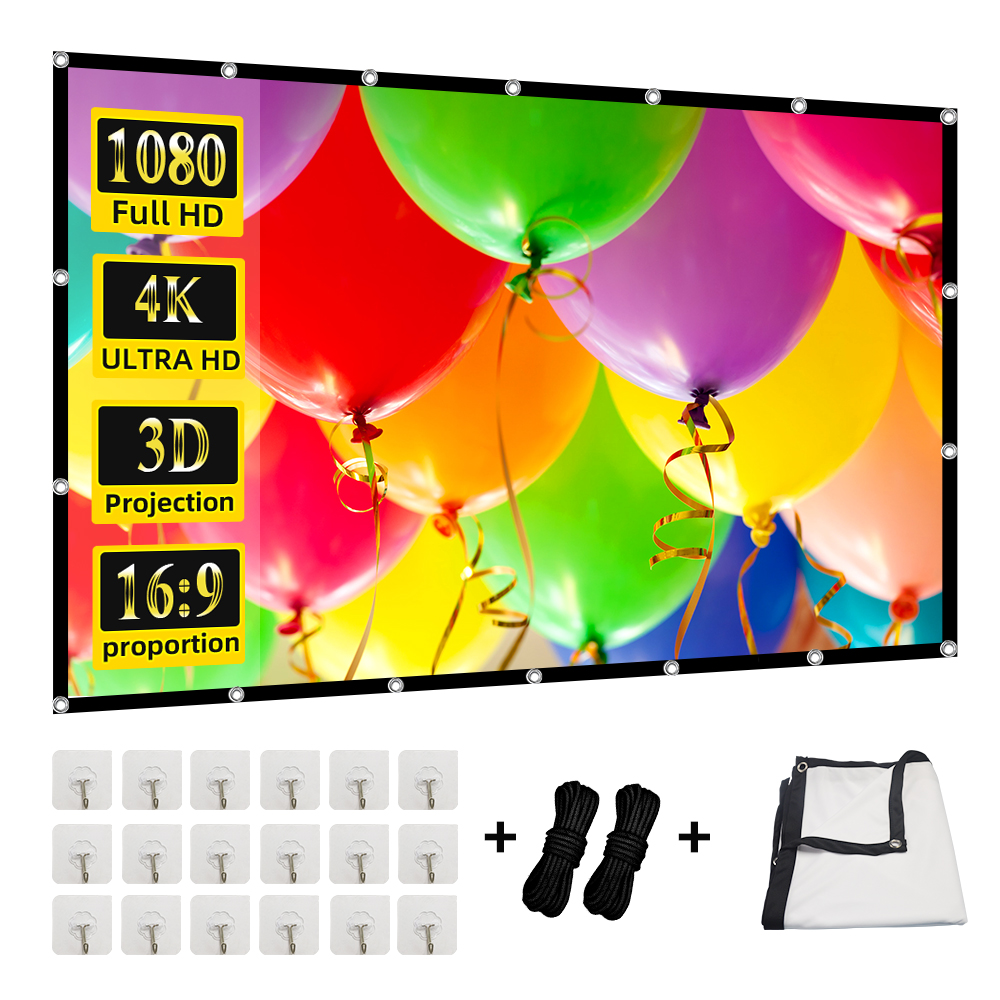 Projector Screen 100 Inch - MIXITO 投影カーテン 16:9 比高密度 60-200 インチ折りたたみ式しわ防止ポータブルムービープロジェクタースクリーン