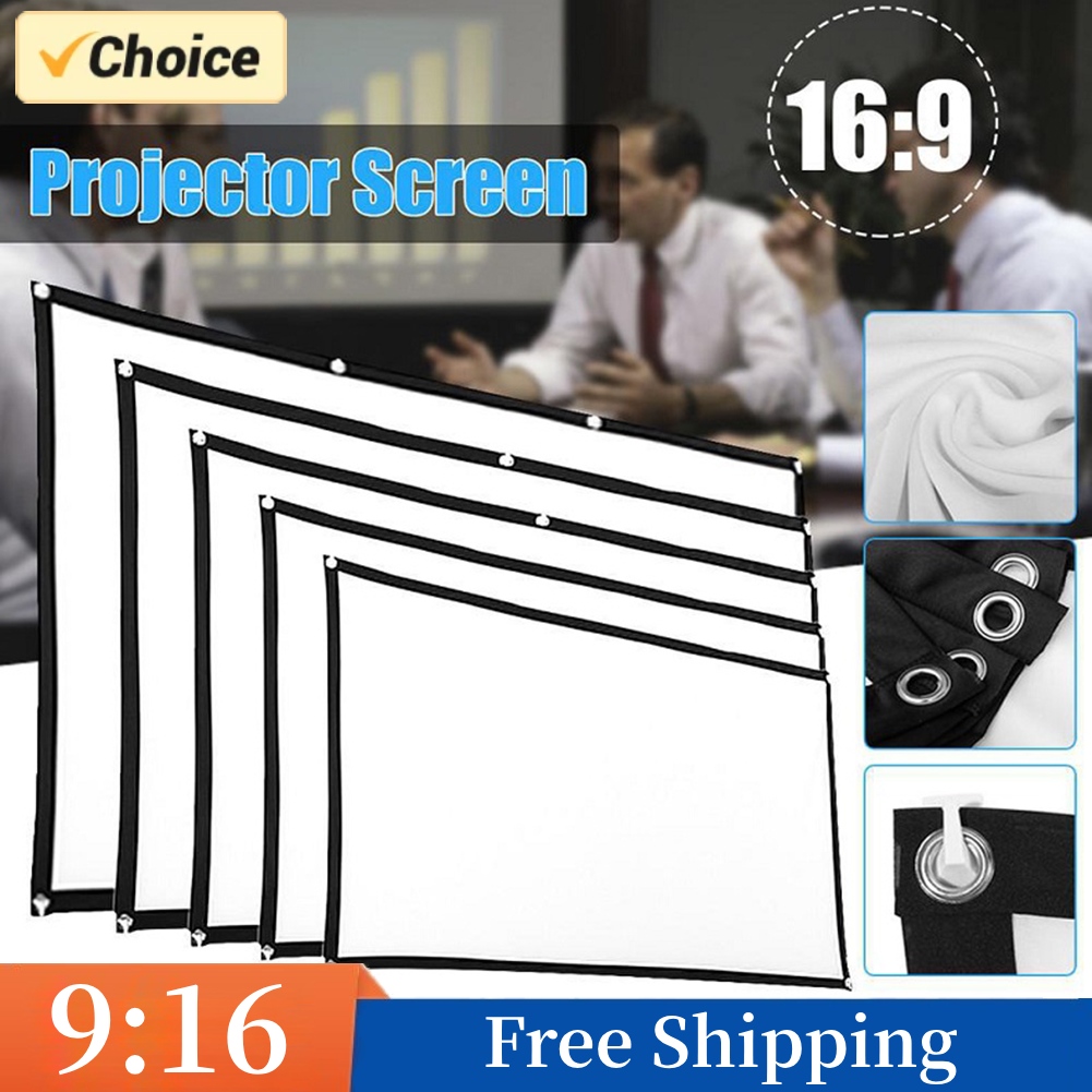 Projector Screen 100 Inch - ホームおよびオフィス用のポータブルプロジェクタースクリーン,映写スクリーン,シンプルなカーテン,16:9, 60インチ,72インチ,84インチ,100インチ,120インチ,150インチ