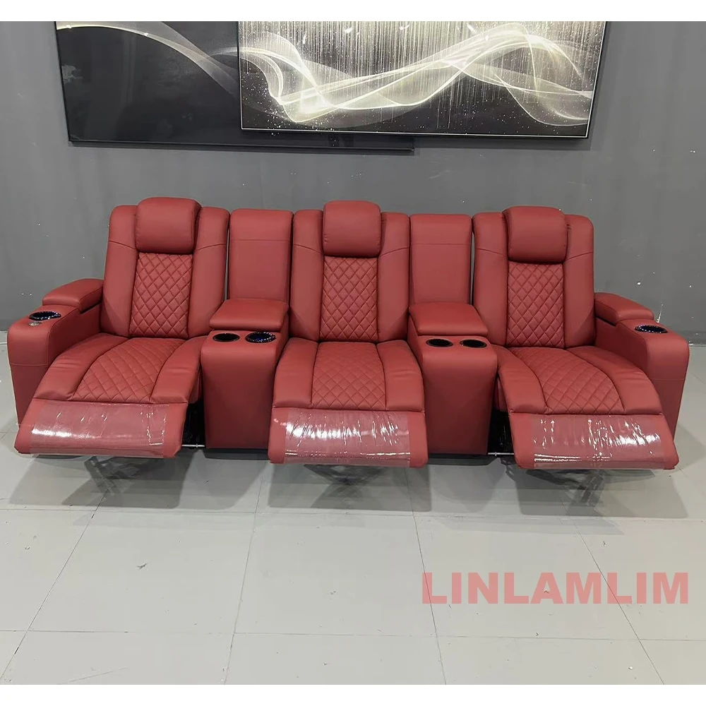 Linlamlim-カップホルダー付きの豪華な3人掛けリクラ - Home Cinema Center のレビューと価格