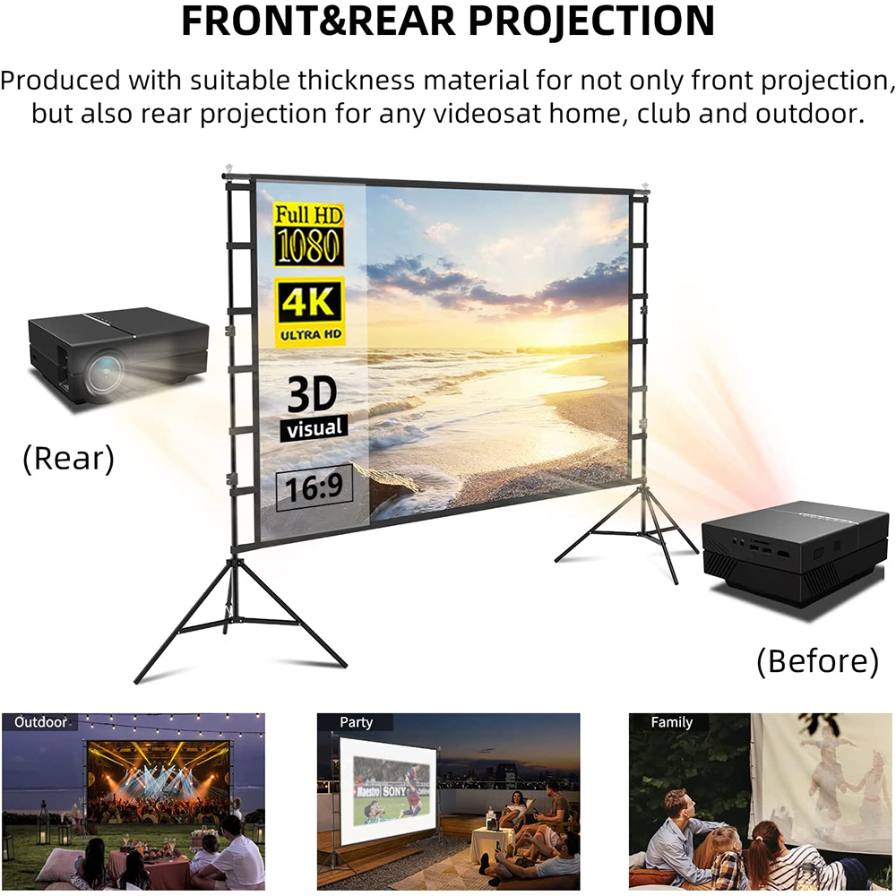 スタンド付きVidadz-プロジェクタースクリーン、白いしわ - Projector Screen 100 Inch のレビューと価格