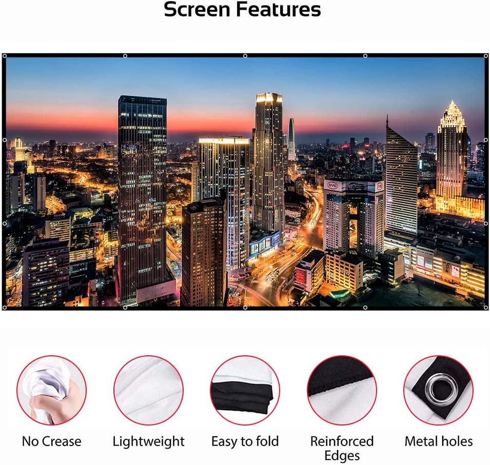 VEIDADZ-ポータブル折りたたみ式プロジェクタースクリー - Projector Screen 100 Inch のレビューと価格