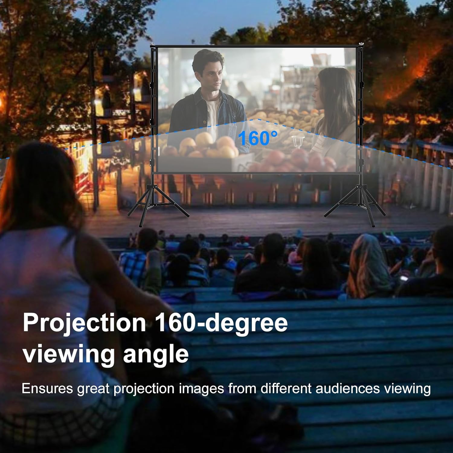 VEIDADZ 投影スクリーン スタンド付き、黒色背景、しわ - Projector Screen 100 Inch のレビューと価格