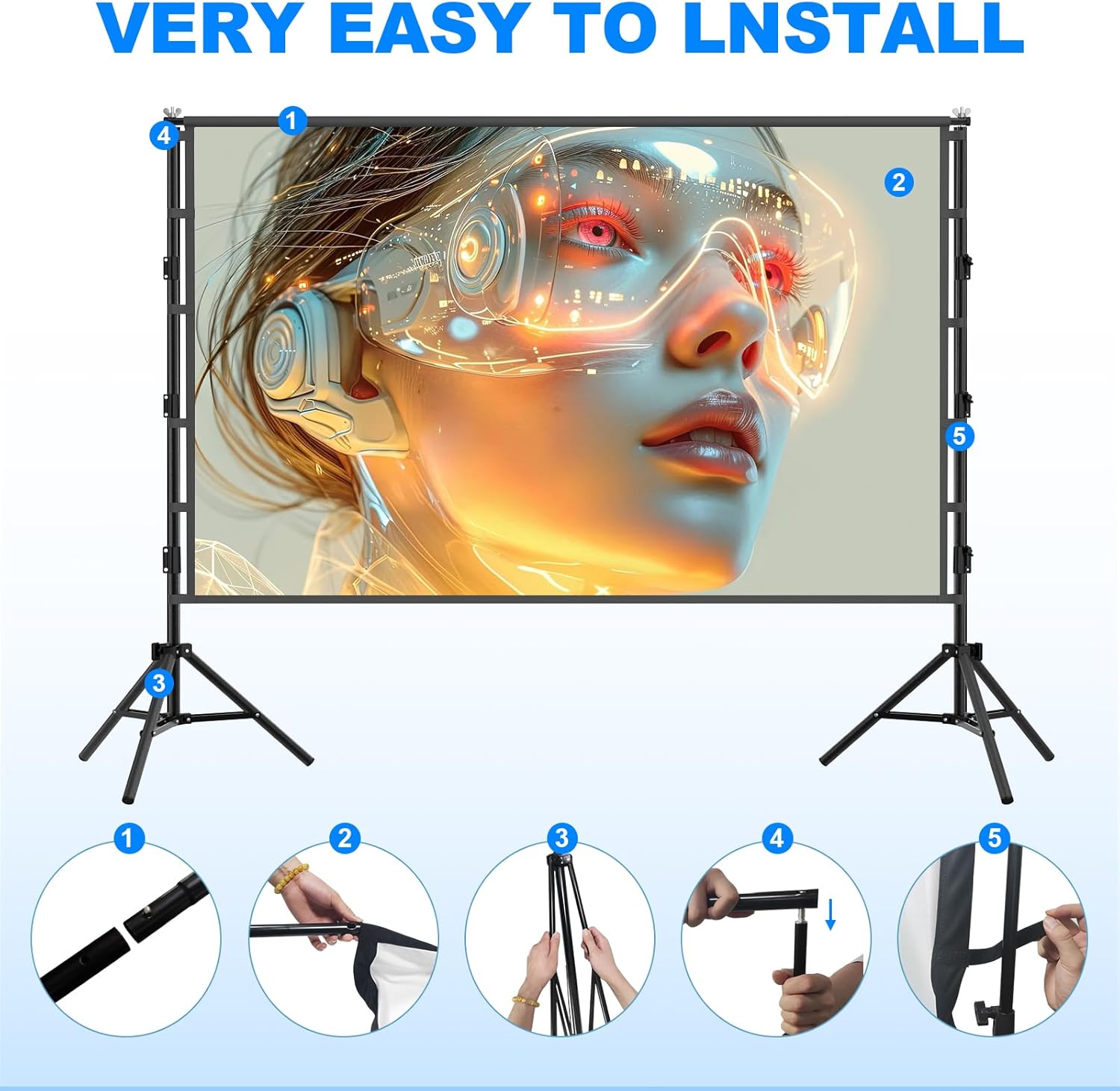 VEIDADZ 投影スクリーン スタンド付き、黒色背景、しわ - Projector Screen 100 Inch のレビューと価格